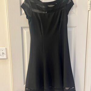 Classic White House Black Market Black Sheer Mini Dress SZ 8